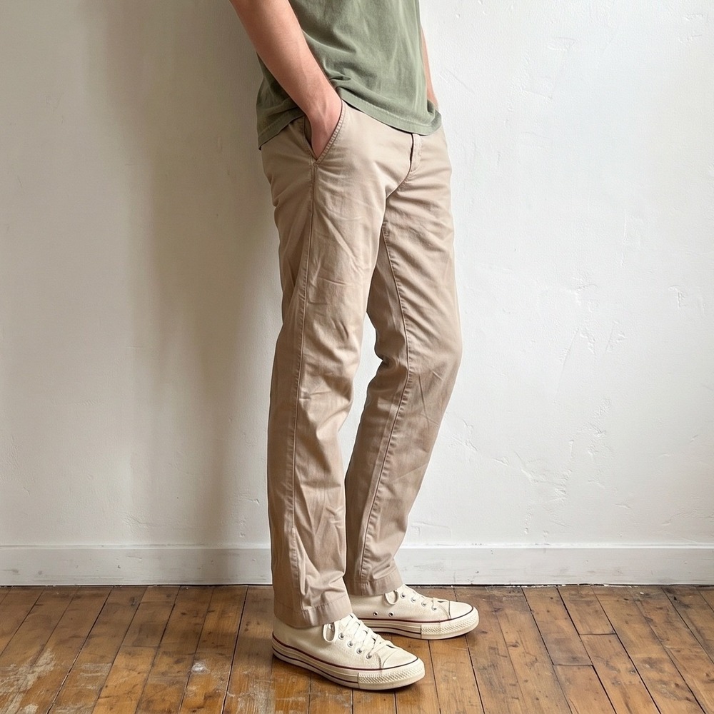 Save Khaki United Mens Pants 30 Tan Straight Leg Cotton Chino Americana SKU
